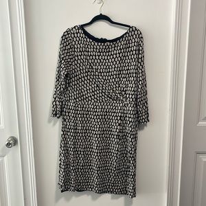 🖤 LOFT 3/4 Sleeve Tan/Black Patterned Dress 🖤